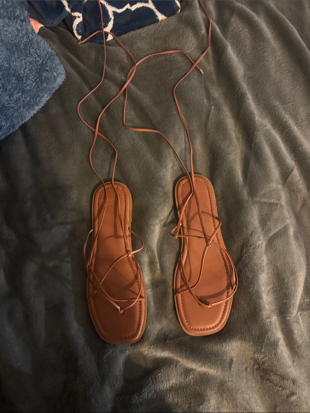 Abercrombie & Fitch Tan Lace-Up Square-Toe Sandals